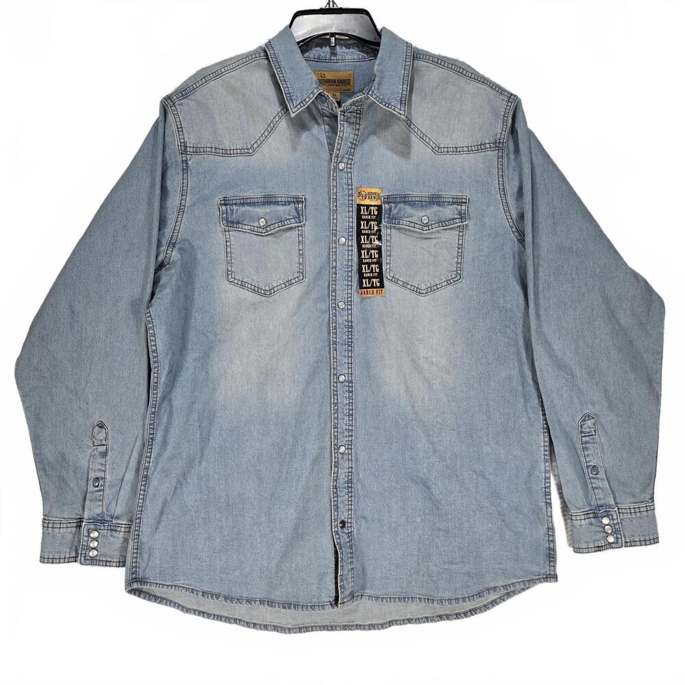 RedHead Ranch Light Weight Denim Western Shirt XL Snap Front Casual Cowboy NWT